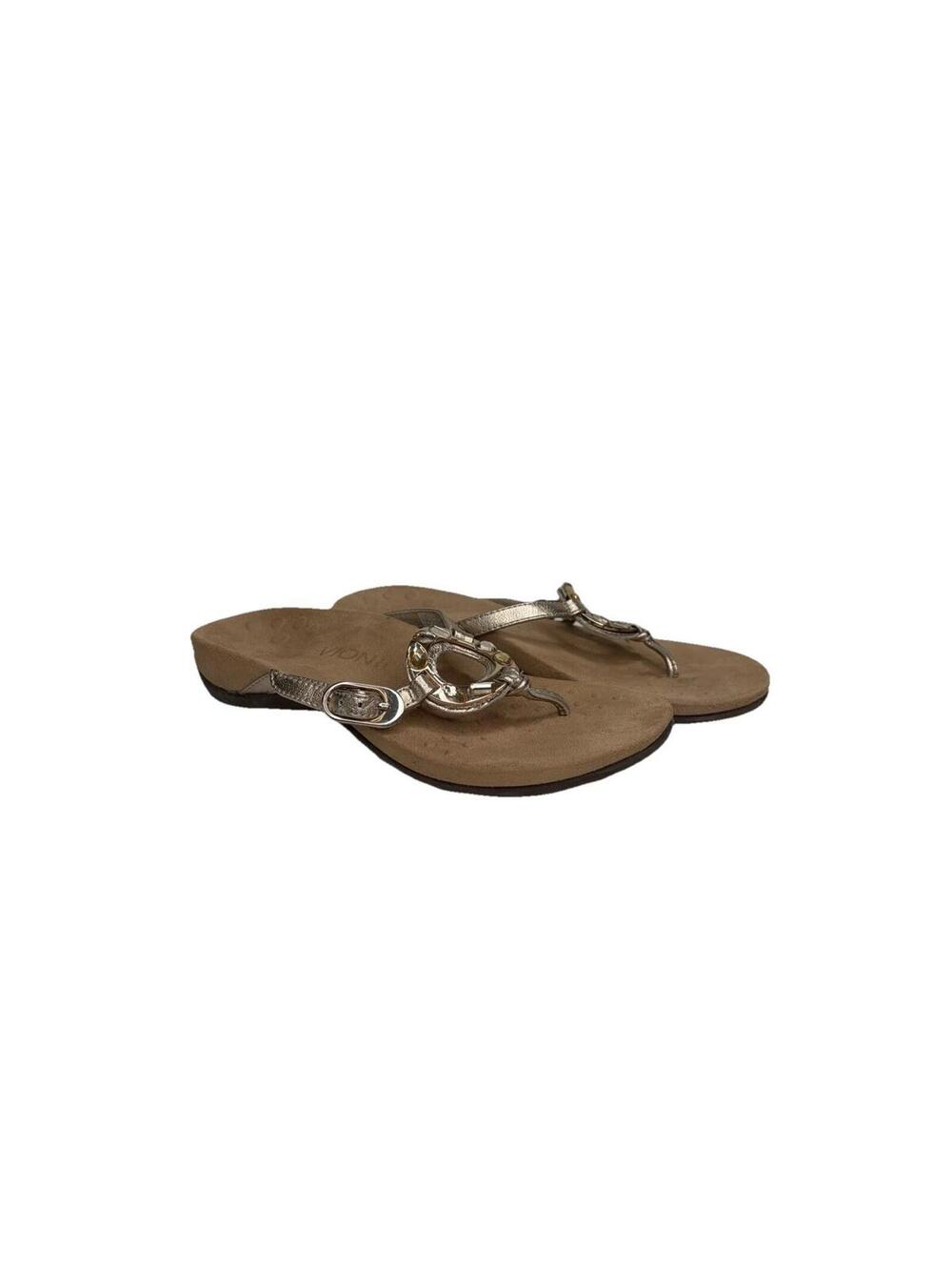 Vionic Womens 340 Ricci Thong Slipper Gold Sandals Size 5